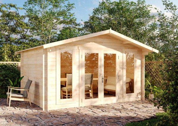 Alpholz Gartenhaus Mirko Modern Gartenhaus aus Holz Holzhaus mit 40 mm Wandstärke Blockbohlenhaus mit Montagematerial