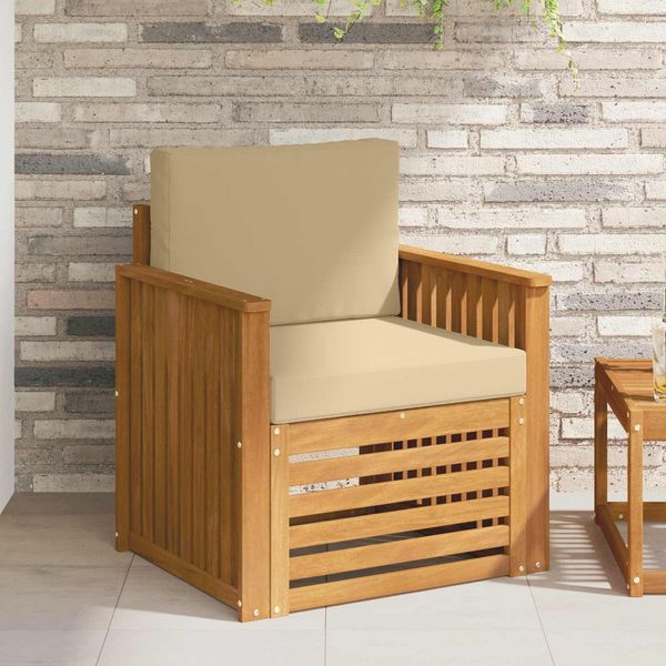 vidaXL Outdoor-Sofagarnitur Massives Akazienholz und Polyester Natur 3436353