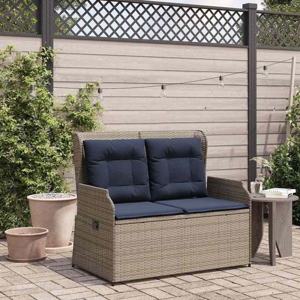 vidaXL Gartenbank Grau Poly-Rattan 3394465