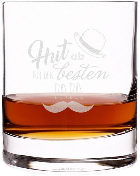 Herz & Heim Whiskyglas mit Gravur für den besten Papa als Geschenk zum Vatertag, Glas, 320 ml