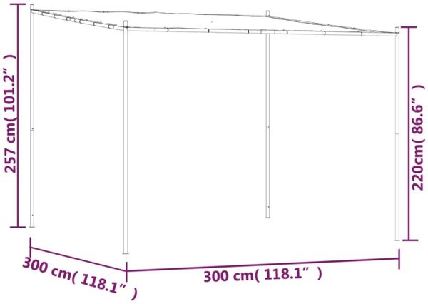 vidaXL Pavillon Weiß 3x3 m 180 g/m² Stoff und Stahl 362461 Bild 5