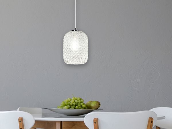LED Pendelleuchte einflammig Kristall Glasschirm Klarglas Ø15cm