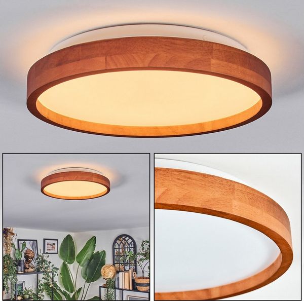 hofstein Deckenleuchte Deckenlampe aus Metall/Holz/Kunststoff in Dunkelbraun/Weiß, ohne Leuchtmittel, 3000 Kelvin, Leuchte im modernen Design, (29,5cm), 16 W, 1700 Lumen, 3000 Kelvin