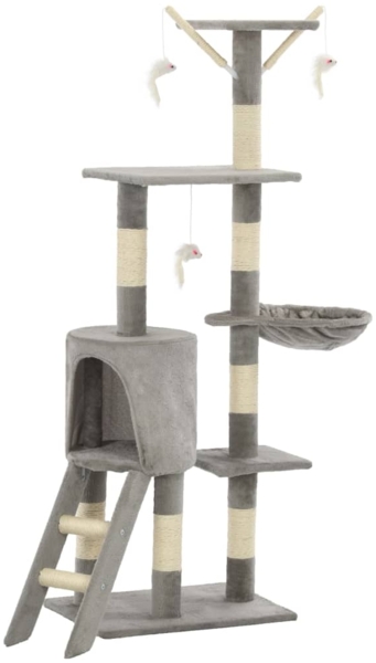 vidaXL Katzen-Kratzbaum mit Sisal-Säulen 138 cm Grau 170578