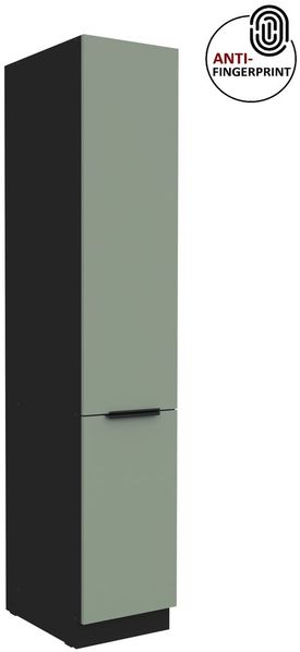 Küchen Hochschrank 40 cm Küche ARIA Aquamarin ultra matt + Schwarz matt, hochwertige Fronten mit Anti Fingerprint Beschichtung Küchenzeile Küchenblock