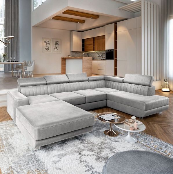 Masseno Ecksofa SIENA mit Schlaffunktion U-Form, Sofa mit Bettkasten