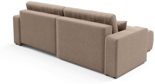 Ecksofa Sofa mit Schlaffunktion AUGUSTO in Stoff Wind Beige Ottomane Links Bild 5