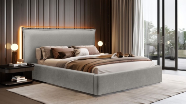 Polsterbett Doppelbett Bett AMADA 140x200cm Komplettset in Stoff Ditra Grau