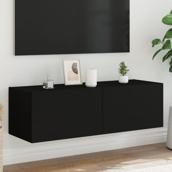 vidaXL TV-Wandschrank mit LED-Leuchten Schwarz 100x35x31 cm 837296