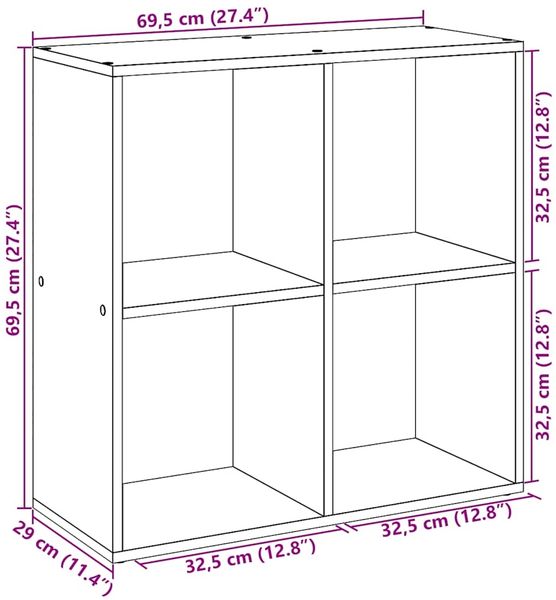 vidaXL Raumteiler-Bücherregal Artisan-Eiche 69,5x29x69,5 cm 858011 Bild 12