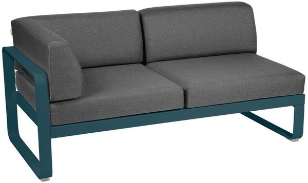 Bellevie Lounge Eck-Modul 21 Acapulcoblau A3 Graphitgrau 2-Sitzer links