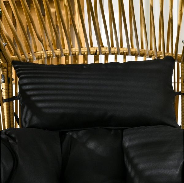 MC Star Gartensessel Rattansessel Outdoor-Sessel Gartensessel, PE-Rattan (89 cm x 75 cm x 143 cm, Natur + Schwarz)