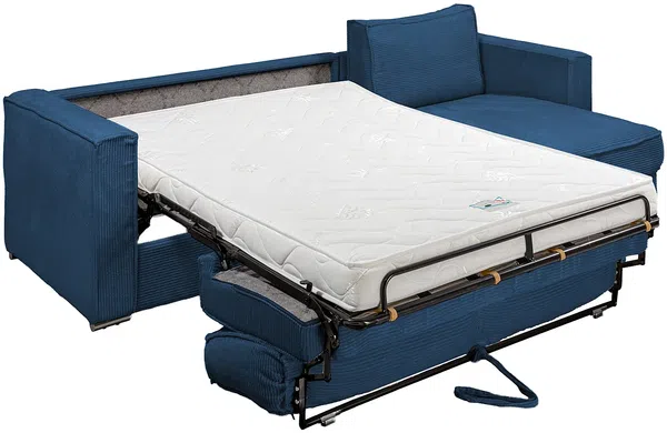Vente-unique - LORETO Sofa SamtStoff Blau - B 223 cm152 cm x H 90 cm x L 298 cm Bild 4