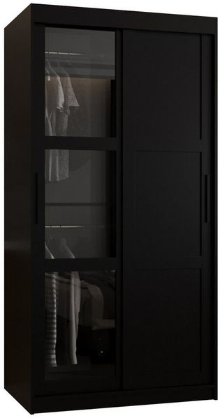 MOEBLO Schiebetürenschrank DEMO III (Kleiderschrank Schwebetürenschrank 2-türig Schrank mit vielen Einlegeböden und Kleiderstange mit LED Gaderobe Schiebtüren Schlafzimmer- Wohnzimmerschrank Modern Design)