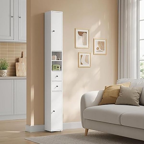 EUGAD Hochschrank (1-St) Badschrank, mit Schubladen, Fächern, Weiß, 20x180x20 cm