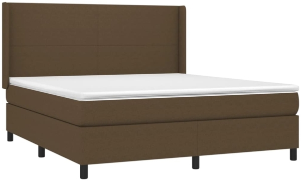 vidaXL Boxspringbett mit Matratze & LED Dunkelbraun 160x200 cm Stoff, Härtegrad: H2 [3138168] Bild 3