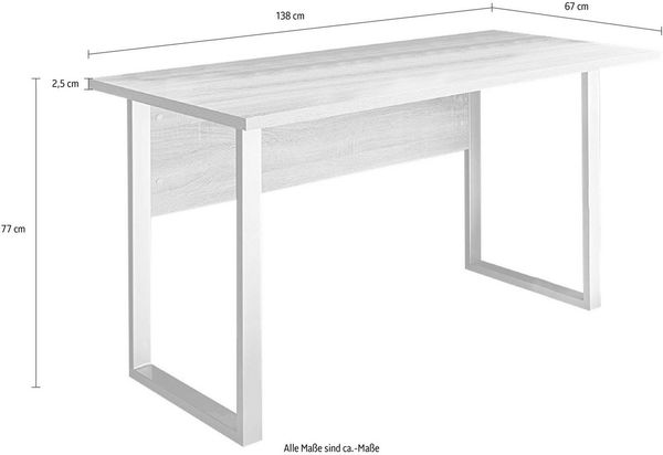 BMG Möbel Schreibtisch Office Edition Mini (Einzeltisch), 138 x 67 cm, Metallgestell, Made in Germany Bild 2