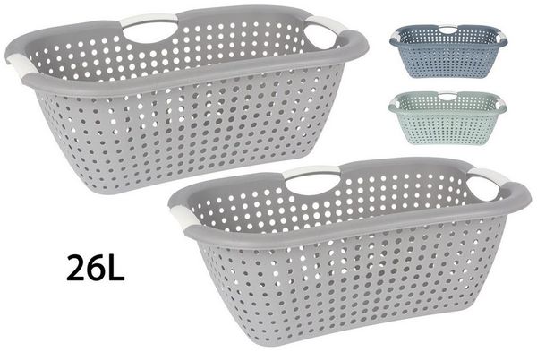 Koopman Wäschekorb Wäschewanne Kunststoff 3 Farben 2 er Set (2 St), 2er Set, Luftdurchlässig, Kunststoff