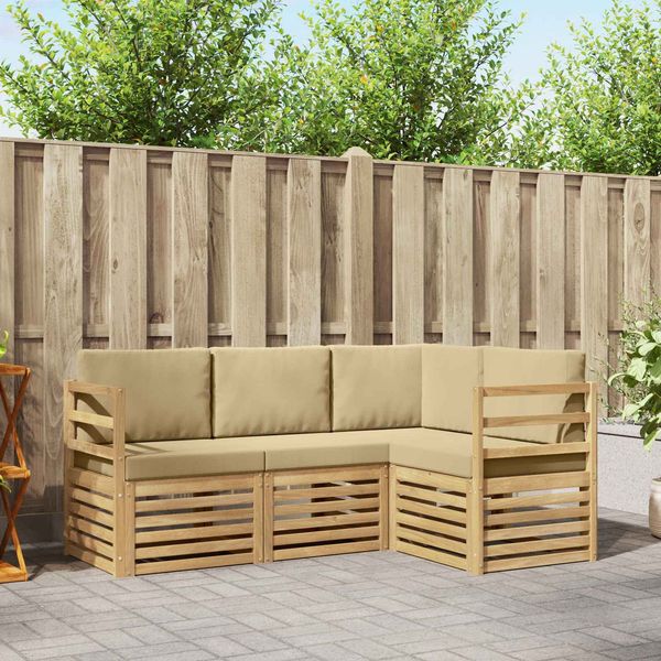 vidaXL Sofagarnituren 4 pcs Weiß und Beige 185,5 x 126,5 x 73 cm 3391738