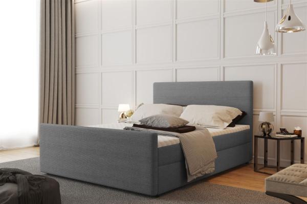 Boxspringbett Schlafzimmerbett CARO 140x200cm Stoff Scala Grau