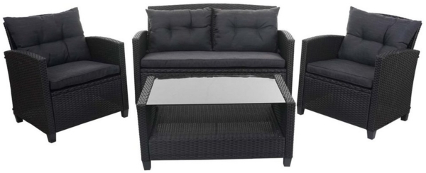 MCW Polstergarnitur MCW-F10, (4-tlg), Garten, inklusive Sitzpolster, Tisch mit Glasplatte, wasserabweisende Bezüge