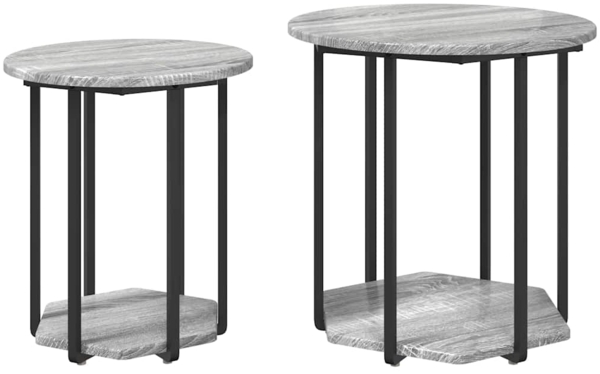 vidaXL Beistelltisch-Set mit Regal 2 pcs Grau 869717