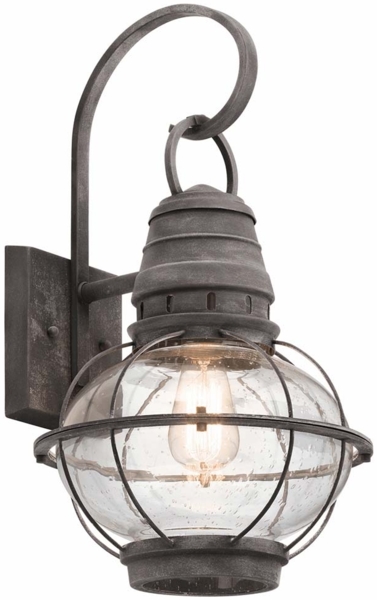 Außenleuchte, Wandlampe, Stahl Glas, Verwittertes Zink