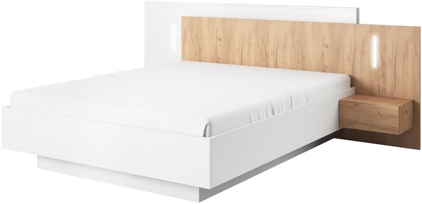 Doppelbett Triest Bett 160x200cm weiß gold craft oak mit Lattenrahmen