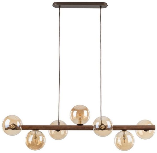 Licht-Erlebnisse Pendelleuchte MIEKE, ohne Leuchtmittel, Rauchglas Metall H: max. 125 cm Braun Bernstein G9 Kugel Schirm