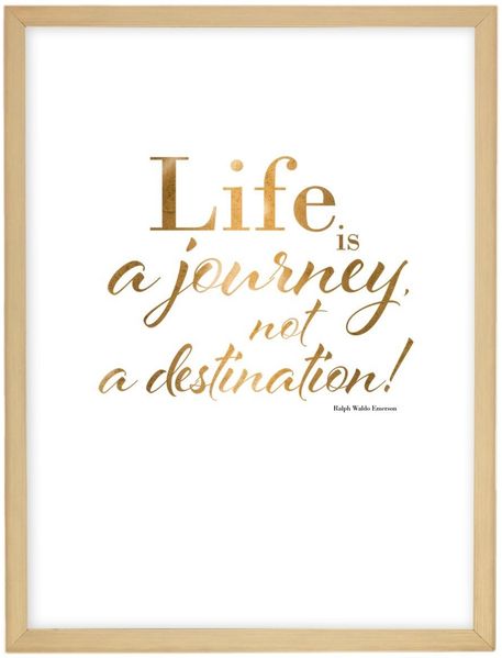 Dekoria Wandbild Life is a journey 30x40cm gold