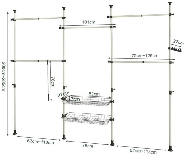 SoBuy Kleiderständer KLS04, Garderobenständer Kleiderschrank, verstellbares Regal, Schlafzimmer Bild 3