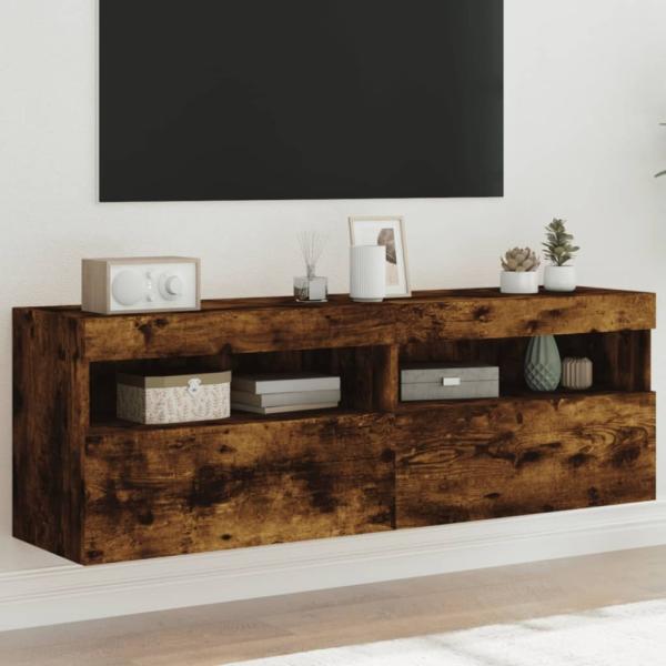 vidaXL TV-Wandschränke mit LED-Leuchten 2 Stk. Räuchereiche 60x30x40cm 837192