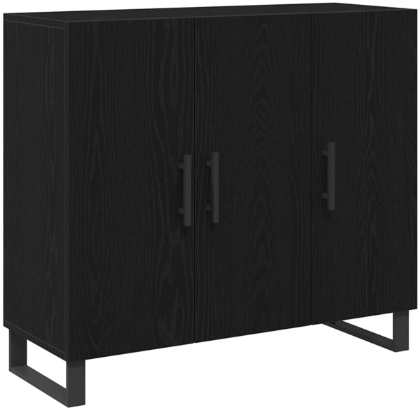vidaXL Sideboard Schwarz Eichen-Optik 90 x 34 x 80 cm Holzwerkstoff 862955