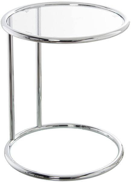 DRW Runder Beistelltisch aus Metall und Glas in Chrom und Transparent, Ø45x52 cm