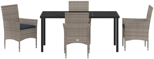 vidaXL Tisch- und Stuhlset mit Kissen 5 pcs Grau PE-Rattan 3379831 Bild 7