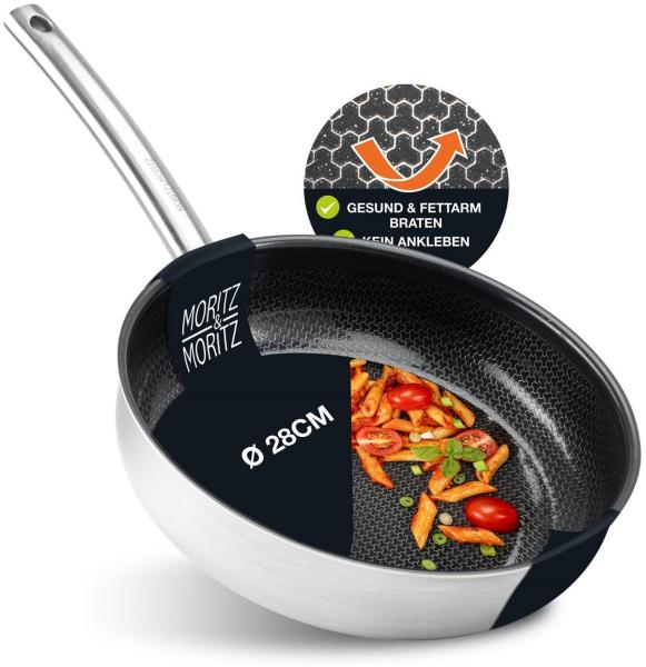 Moritz & Moritz Wok Pfanne gerader Rand 28cm, 304 Edelstahl