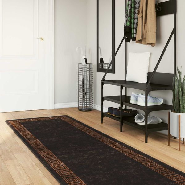 vidaXL Teppichläufer MARSA Schwarz 100 x 300 cm Polyester und PVC 42023296