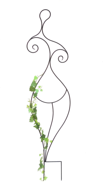 DanDiBo Design Rankhilfe Metall Rankgitter 140 cm Schwarz Frau Lora Kletterhilfe Bodenstecker Blumenhalter Ranksäule