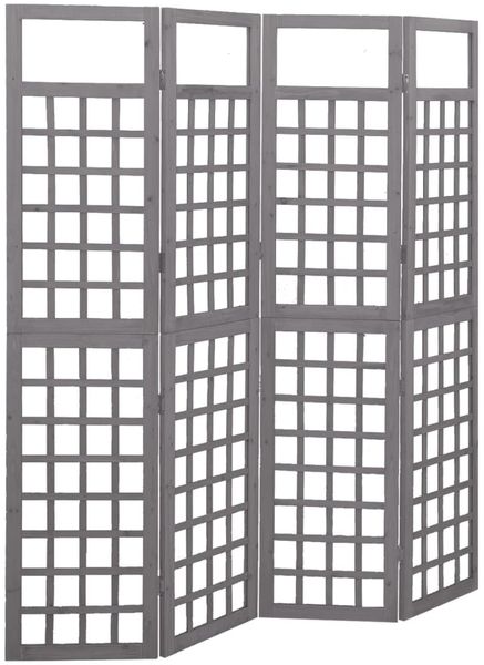 vidaXL Spalier/Paravent 4-teilig Massivholz Tanne Grau 161x180 cm 316487