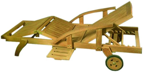 Premium Teak Gartenliege multifunktional mit Rollen Seitentisch Teakliege 200cm