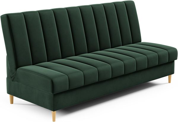 Schlafsofa MIKO, moderne Polsterbank mit Schlaffunktion, Sofa mit Bettkasten, hohe Holzbeine, Wellenfederung, Kronos 14, 93 x 90 x 200 cm