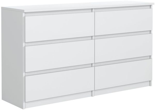 MAGOWA Schubkastenkommode Kommode 120cm - moderne Kommode mit 6 Schubladen für viel Stauraum (Breite 120cm Tiefe 39 cm Höhe 78,5 cm), Unterseite mit Gleitern für optimale Belüftung ausgestattet