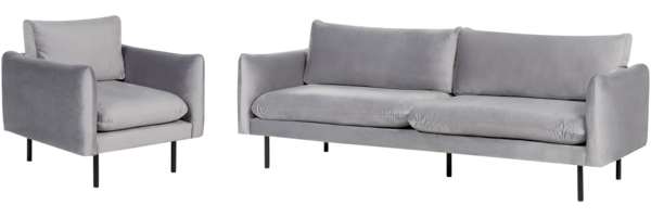 Sofa Set 4-Sitzer VINTERBRO Samtstoff Grau