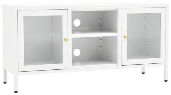 vidaXL TV-Schrank Weiß 105x35x52 cm Stahl und Glas 336059