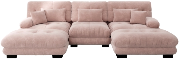 Ecksofa, Luxuriöses modulares Ecksofa Übergroßes U-förmiges Cloud Couch für Wohnzimmer Tiefensitz verwandelbares Schlafsofa mit Ottoman, Chenille, Rosa Bild 4