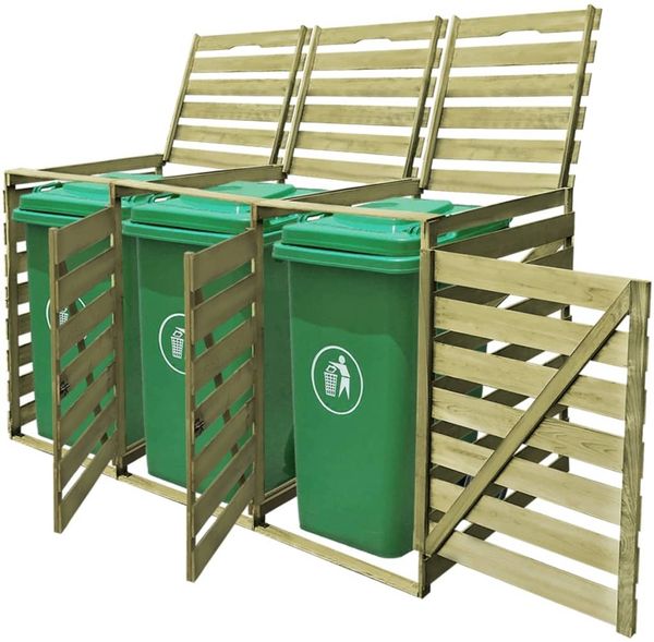vidaXL Mülltonnenbox für 3 Tonnen 240 L Imprägniertes Holz 42271