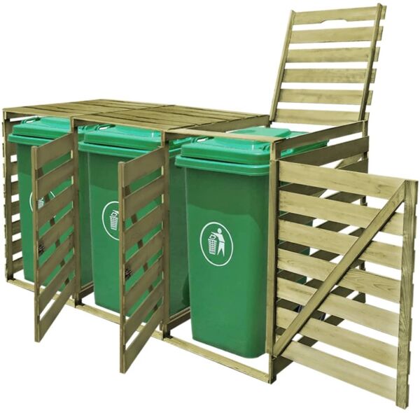 vidaXL Mülltonnenbox für 3 Tonnen 240 L Imprägniertes Holz 42271 Bild 3