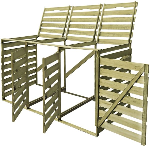 vidaXL Mülltonnenbox für 3 Tonnen 240 L Imprägniertes Holz 42271 Bild 2