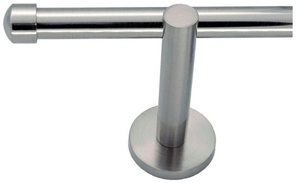 BASIT Gardinenstange Rohr Edelstahl 16 mm mit Wandträgern 120 cm E17, Ø 16 mm, 1-läufig, verschraubt, Edelstahl, H10 120 cm E17 Kappe