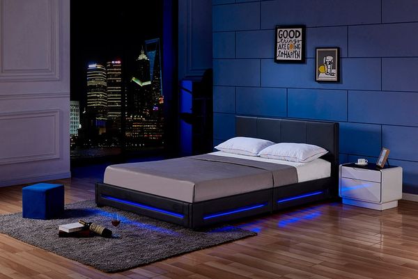 HOME DELUXE LED Bett ASTEROID - 160 x 200 cm Schwarz